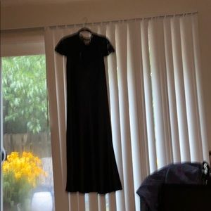 Black satan & lace neck & sleeve area